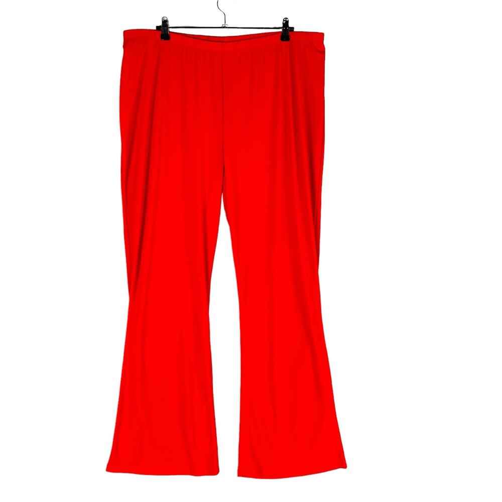 Slinky Brand Womans Sz 2X Plus Wide Leg Pants Pull On Stretch Comfort Red